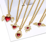 Heart Charms Necklace for Women Red Love Col...