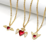 Heart Charms Necklace for Women Red Love Col...