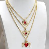 Heart Charms Necklace for Women Red Love Col...