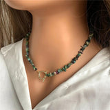 Green Aventurine Gravel Bead Necklace Reiki Jewelry