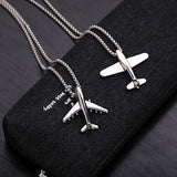 Men's Stainless Steel Airplane Pendant Necklace