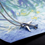 Men's Stainless Steel Airplane Pendant Necklace