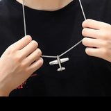 Men's Stainless Steel Airplane Pendant Necklace