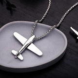 Men's Stainless Steel Airplane Pendant Necklace
