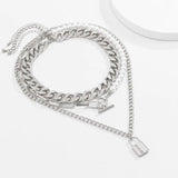 Chunky Chain Lock Pendant Necklace Men Asymmetry Beads Chains Jewelry