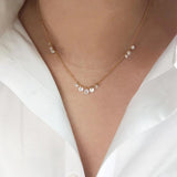 Stainless Steel Beaded Chain Necklace with Dewdrop Charms