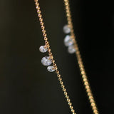 Stainless Steel Beaded Chain Necklace with Dewdrop Charms