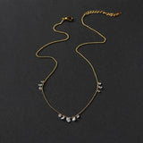 Stainless Steel Beaded Chain Necklace with Dewdrop Charms