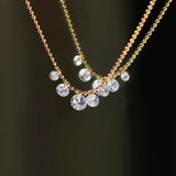 Stainless Steel Beaded Chain Necklace with Dewdrop Charms