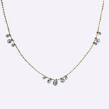 Stainless Steel Beaded Chain Necklace with Dewdrop Charms
