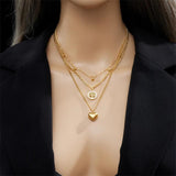316L Stainless Steel Heart Tree Beads Pendant Necklace For Women