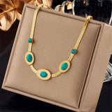 Hiphop Green Beads Layered Necklace for Women
