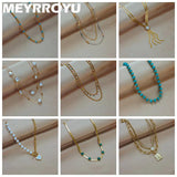 Hiphop Green Beads Layered Necklace for Women