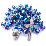 Crystal Rosary Beads Necklace Catholic Jesus Cross Pendant Women