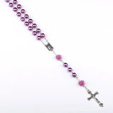 Catholic Glass Beads Rosary Necklace INRI Crucifix Pendant