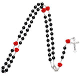 Catholic Glass Beads Rosary Necklace INRI Crucifix Pendant