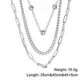 Stainless Steel Multilayer Necklaces Clip Beads Choker Chain Party Jewelry