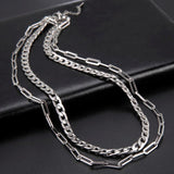 Stainless Steel Multilayer Necklaces Clip Beads Choker Chain Party Jewelry
