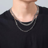 Stainless Steel Multilayer Necklaces Clip Beads Choker Chain Party Jewelry