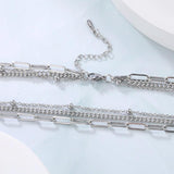 Stainless Steel Multilayer Necklaces Clip Beads Choker Chain Party Jewelry