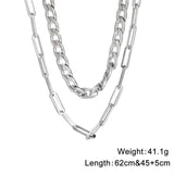 Stainless Steel Multilayer Necklaces Clip Beads Choker Chain Party Jewelry