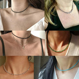 Multicolor Mini Beads Necklace 2mm Choker for Men Women