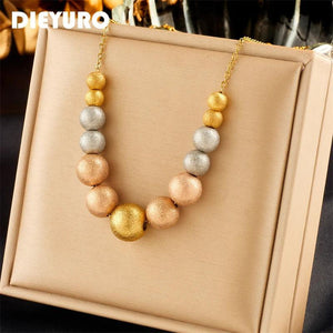 316L Stainless Steel Beads Ball Necklace Waterproof Choker Chain