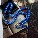 Cottvott Catholic Rope Chain Rosary Beads Necklace with Cross Pendant