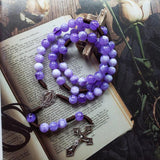 Cottvott Catholic Rope Chain Rosary Beads Necklace with Cross Pendant