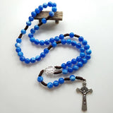 Cottvott Catholic Rope Chain Rosary Beads Necklace with Cross Pendant