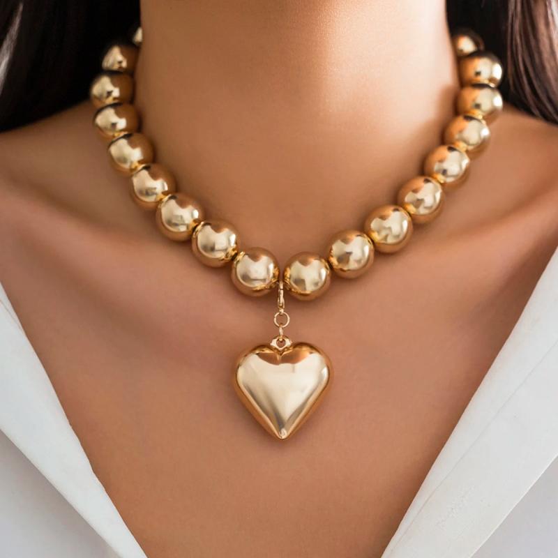 Punk Big Love Heart Pendant Choker Necklace Vintage Grunge Jewelry