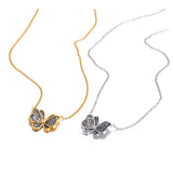 Colorful Rhinestone Butterfly Pendant Necklace for Women