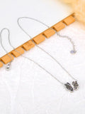 Colorful Rhinestone Butterfly Pendant Necklace for Women