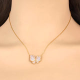 Colorful Rhinestone Butterfly Pendant Necklace for Women