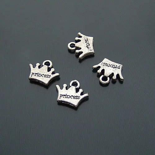 50PCS Small Crown Charms Antique Silver DIY Jewelry Making Supplies 12x10MM