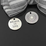 20PCS 20MM Antique Zinc Alloy Believe in Love Round Charms Pendants