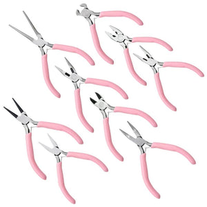 Pink Handle Jewelry Pliers Round Nose Wire Cutters Tool