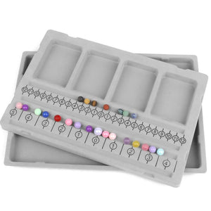 Gray Flocked Bead Board Bracelet Organizer Jewelry Making Tray