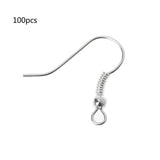 100Pcs Silver Earring Hooks Hypo-allergenic Jewelry Findings
