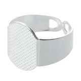 10 PCS 15 mm Silver Oval Adjustable Ring Holder