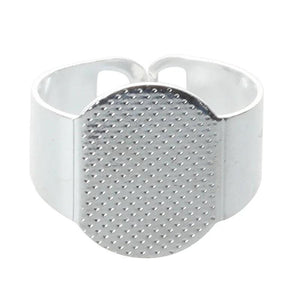 10 PCS 15 mm Silver Oval Adjustable Ring Holder