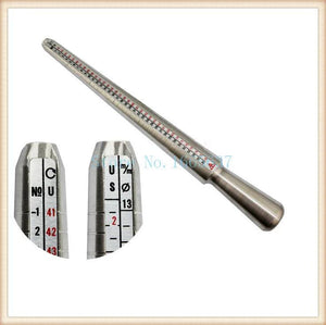 Silver Metal Ring Measuring Stick 4 Scale US JAPAN HK Tool