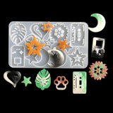 Silicone Mold Epoxy Resin Jewelry Making Heart Leaves Moon Charms Pendant Mould