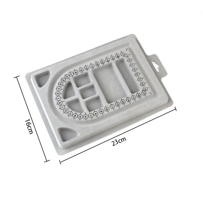 Gray Flocked Bead Board Bracelet Beading Organizer Jewelry Tray