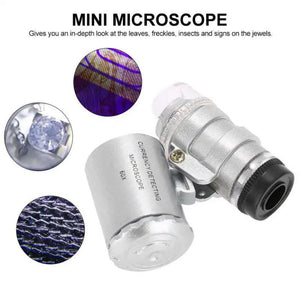 60X Mini Zoom LED UV Jewellers Loupe Microscope Magnifier Jewelry with LED Light