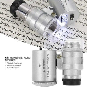 60X Mini Zoom LED UV Jewellers Loupe Microscope Magnifier Jewelry with LED Light