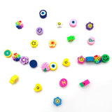 100pcs Polymer Clay Beads Fruit Cartoon Alphabet Loose Bracelet Bead Jewelry