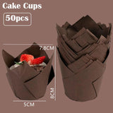 50pcs Tulip Muffin Cupcake Paper Cups Oilproof Cupcakes Liner Baking