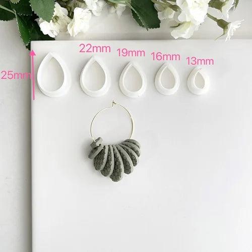 5 PCS Geometric Polymer Clay Cutter Teardrop Earring Mold Pottery Tools