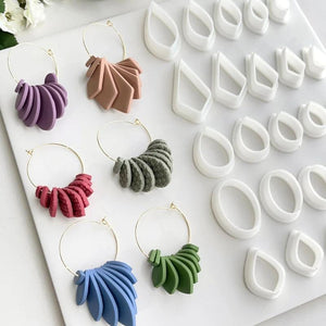5 PCS Geometric Polymer Clay Cutter Teardrop Earring Mold Pottery Tools
